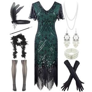 3719 Stone 1920s Mermaid Flapper Gown Party Evening Dress